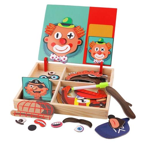 Multicolore Montessori Jouets Enfants Juguetes Conseil Aimant 2 In1 Puzzles 3d Et Visage Magnétique Planche À Dessin En Bois