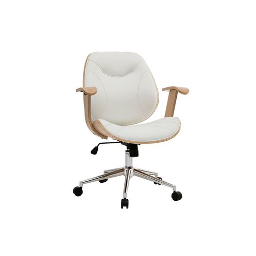 Chaise De Bureau Design Blanc Et Bois Clair Yorke
