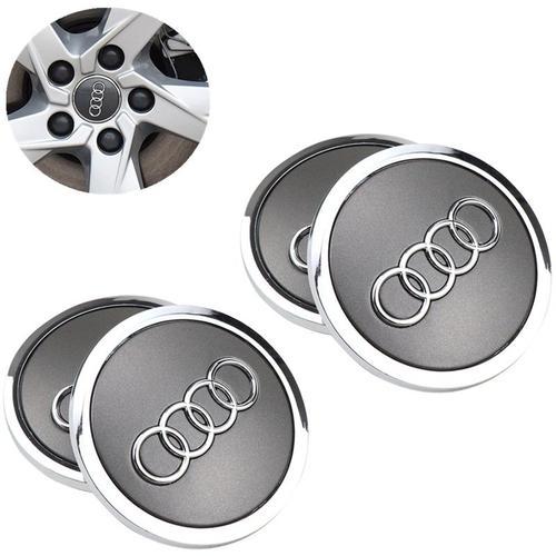 Logo Audi 69mm Centre De Roue Cache Moyeu Jante Emblème Gris Jantes Insigne Pour A4 A4l A6 A6l A5 Q5 C5 C6 Q7 - 4pcs Gris