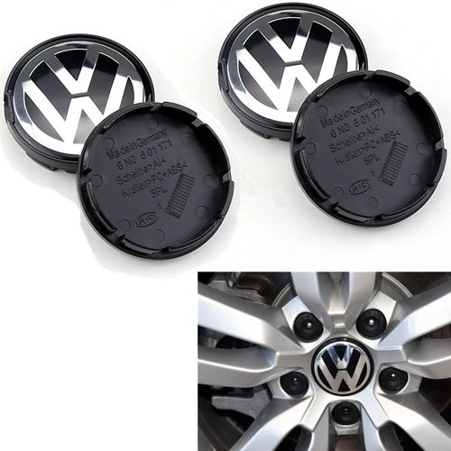 Lot De 4 Cache-Moyeux Vw Golf Passat Touran 56mm Pour Jantes En Aluminium