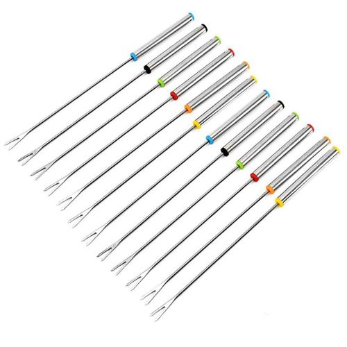 Barbecue Brochettes fourchettes à fondue en acier inoxydable avec poignée résistant à la chaleur Argent [Populaire]