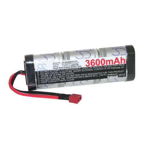 Batterie Ni-MH 3600mAh 7.2V avec connecteur T-PLug (femelle) pour modèles réduits divers : voitures de course, hélicoptères, avions, bateaux etc.