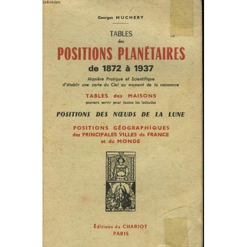 Tables Des Positions Planétaires, 1872-1937