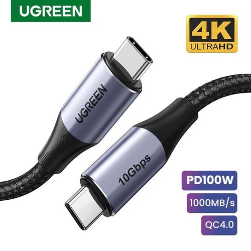 PD100W gris 1m Ugreen - Câble USB 5A de Type C pour Macbook Pro, cordon de charge 4,0 Samsung S9 rapide verser et la note 9, PD100W 3.1, Gen 2