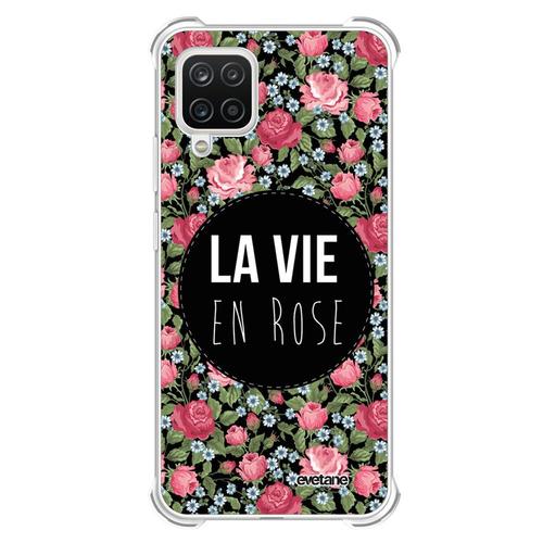 Coque Samsung Galaxy A12 Anti-Choc Souple Angles Renforcés Transparente La Vie En Rose Evetane.