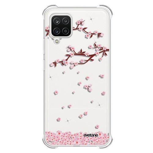 Coque Samsung Galaxy A12 Anti-Choc Souple Angles Renforcés Transparente Chute De Fleurs Evetane.