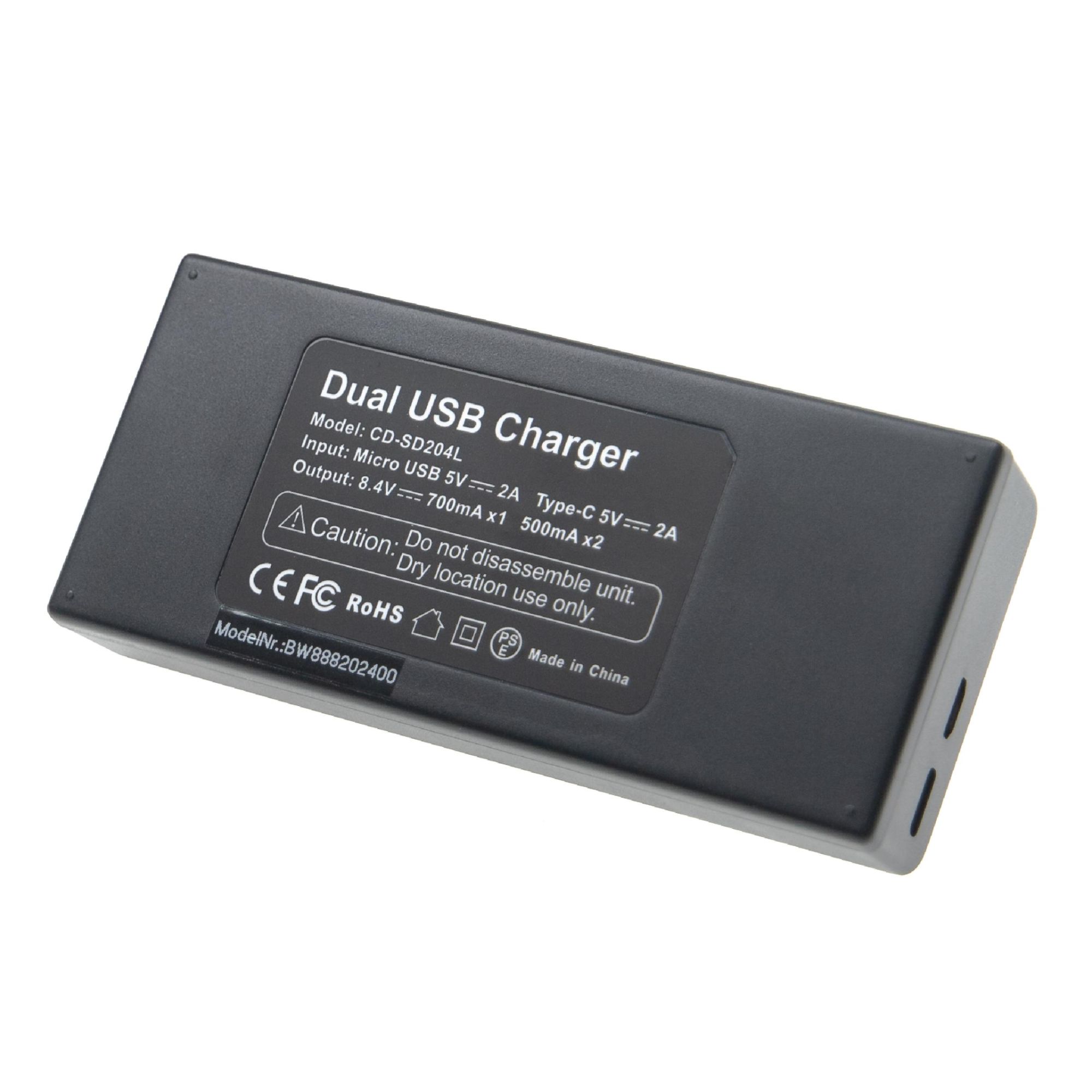 vhbw Chargeur de batterie double USB/micro-USB compatible avec Sony GV-A500E, GV-A700 appareil photo, DSLR, action-cam + câble micro-USB