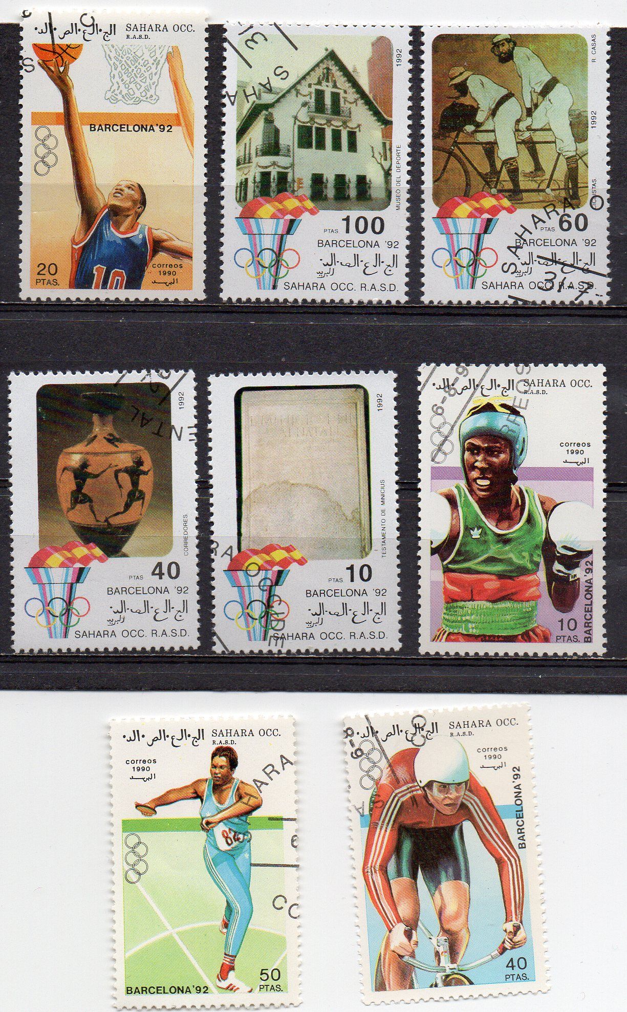 Sahara Occidental- Lot De 8 Timbres Oblitérés- J.O De Barcelone