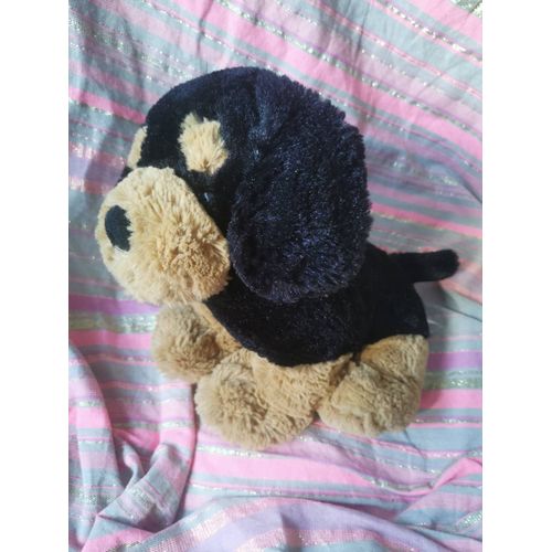 Doudou Peluche Chien Assis Marron Noir Doux Mgm