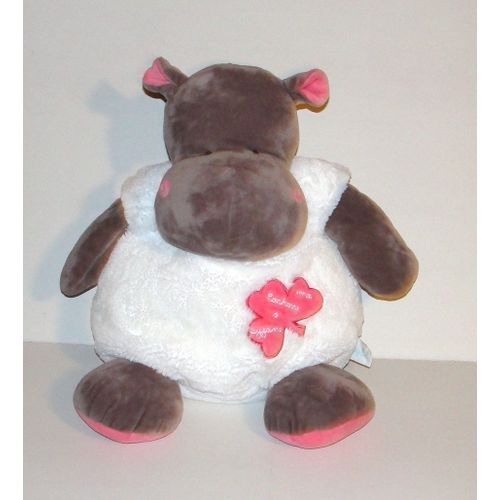 Zoe L'hippo Hippopotame Blanc Rose Ma Cachette À Pyjama Doudou Peluche Range Pyjama Baby Nat' 40cm