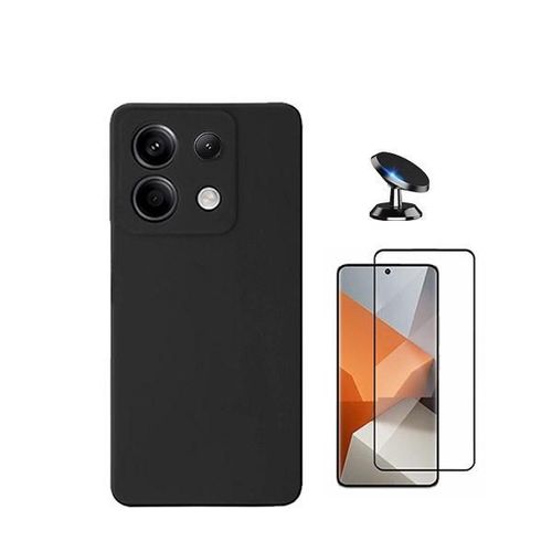 Kit De Film En Verre Trempé À Couverture Complète 5d + Couvercle En Silicone Liquide + Support Magnétique Phonecare Compatible Avec Xiaomi Redmi Note 13 Pro 4g - Noir