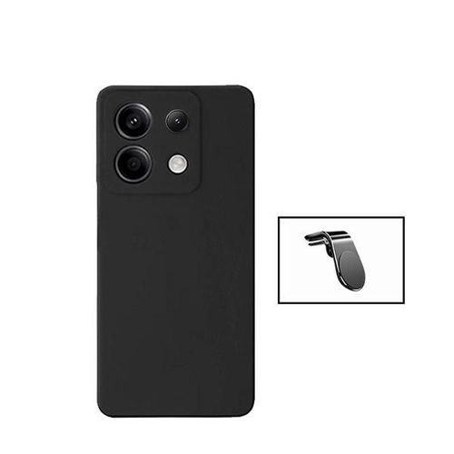 Kit De Support Magnétique Pour Voiture L Safe Driving + Housse En Silicone Liquide Phonecare Compatible Avec Xiaomi Redmi Note 13 Pro 4g - Noir
