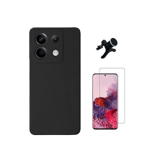 Kit Verre Trempé Clearglass + Housse Silicone Liquide + Support De Voiture Magnétique Phonecare Compatible Avec Xiaomi Redmi Note 13 Pro 4g - Noir