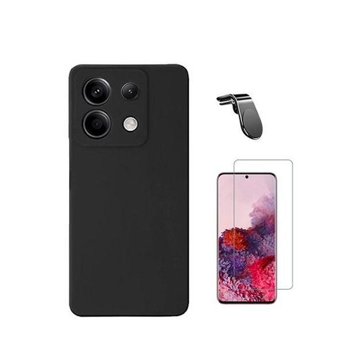 Kit Verre Trempé Clearglass + Housse En Silicone Liquide + Support Magnétique L Safe Driving Phonecare Compatible Avec Xiaomi Redmi Note 13 Pro 4g - Noir