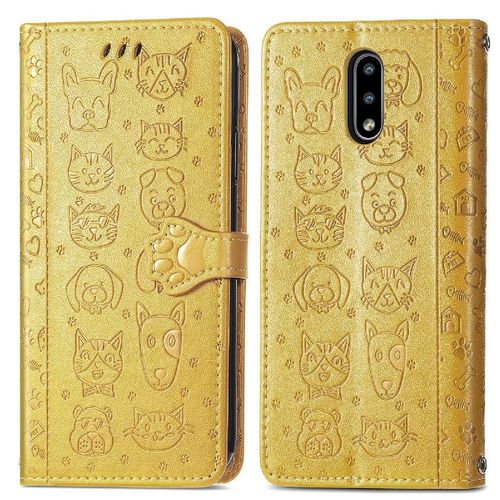Étui Pour Nokia 2.3 Étui En Cuir Sangle Courte Couverture Rabotant Antichoc Animaux De Dessin Animé - Jaune