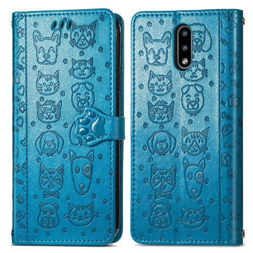 Étui Pour Nokia 2.3 Étui En Cuir Sangle Courte Couverture Rabotant Antichoc Animaux De Dessin Animé - Bleu