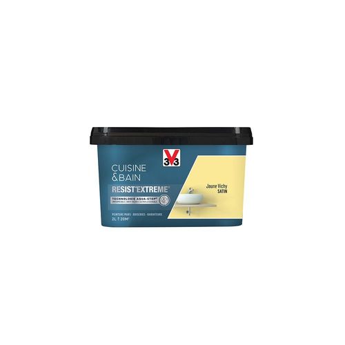V33 Peinture Cuisine & Bain 'Resist'Extreme' Jaune Vichy Satin 2 L