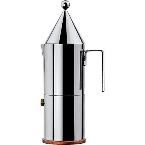 Alessi Cafetière Italienne 90002/6 La Conica Cafetière Espresso En Acier Inoxydable 18/10 Avec Fond En Cuivre, 6 Tasses