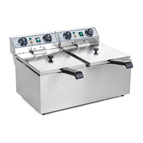 Friteuse Électrique De Restaurant Double Deux Bacs Professionnelle RCTF13DH (2x 3 200 W, 2x 13 l Au Total / 2x 8 l D?Huile,