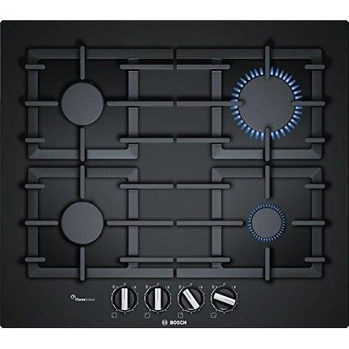 Bosch Serie 6 PPP6A6B90 - Table de cuisson au gaz - 4 plaques de cuisson - Niche - largeur : 56 cm - profondeur : 48 cm - noir - avec garnitures noires - noir