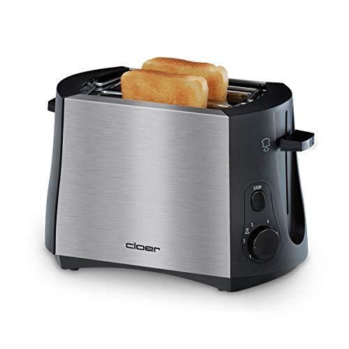 Grillepain pour 2 tranches de grillepain 825 W Grille réchauffeviennoiseries intégrée Tiroir ramassemiettes Boîtier en acier