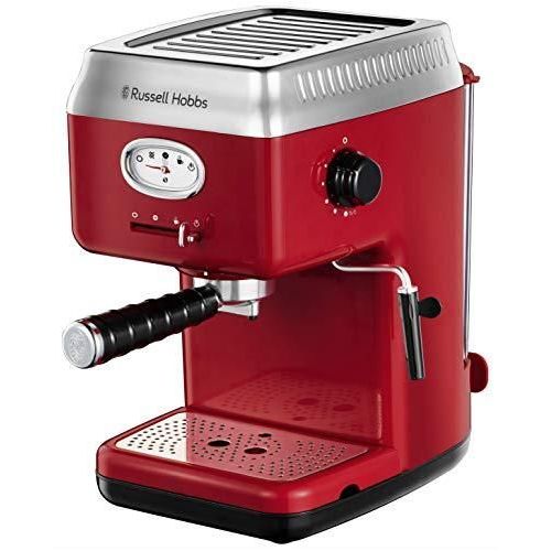 Hobbs Machine Expresso, Chauffage Thermobloc, Pompe à Pression 15 Bars, Baguette Vapeur pour Mousser le Lait Rouge 2825056 Retro