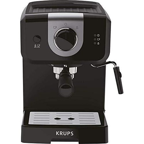 Krups Machine À Café Automatique Opio Xp320810 Cafetière, 15 Bars De Pression, Chauffetasse Et Mousseur À Lait, Contrôle Rotatif, Noir/Argent