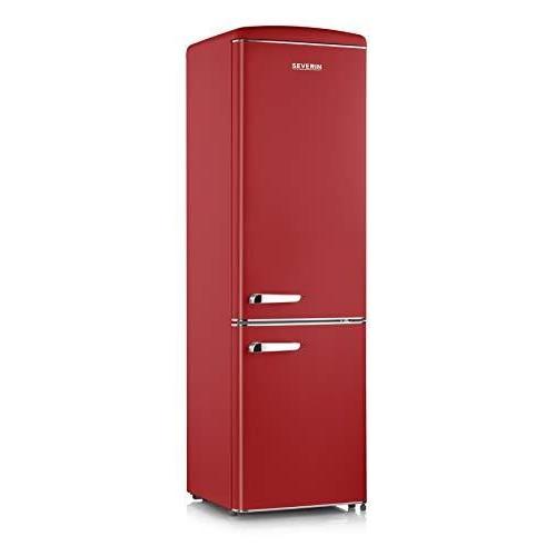 Réfrigérateur Congélateur combiné, Pose libre, Longueur 55cm, 244L, Classe E, Veggibox incluse, Look Rétro, Rouge,RKG 8920