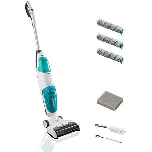 Regulus Aqua PowerVac Aspirateur sans fil, lave sol électrique 2 en 1, set nettoyage sol avec 3 rouleaux, 1 filtre & 2 goupillons de