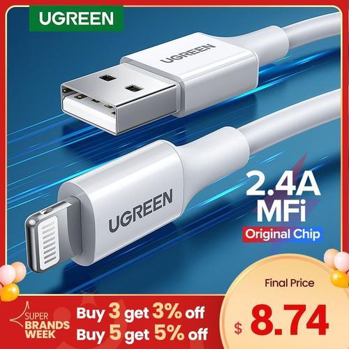 MFi Noir 1m Ugreen - Câble USB MFi 2,4A verser la reCharge rapide