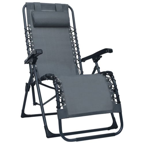 Vidaxl Chaise Pliable De Terrasse Gris Textilène