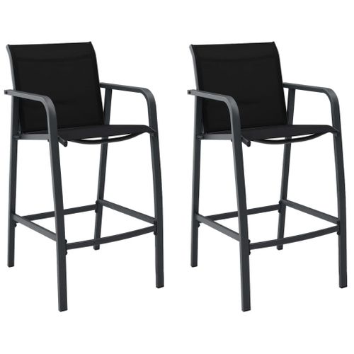 Vidaxl Chaises De Bar De Jardin 2 Pcs Noir Textilène