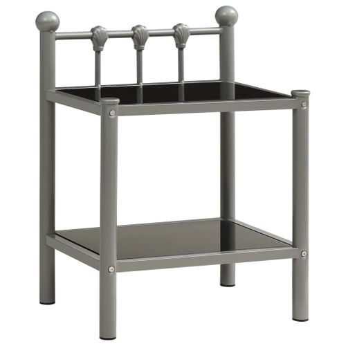 Vidaxl Table De Chevet Gris Et Noir 45x34,5x60,5 Cm Métal Et Verre