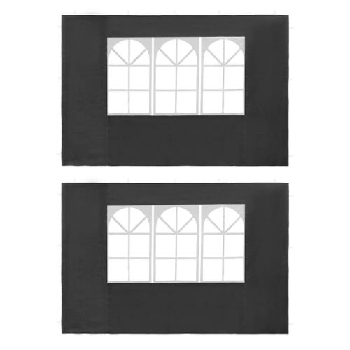 Vidaxl Paroi De Tente De Réception 2 Pcs Avec Fenêtre Pe Anthracite