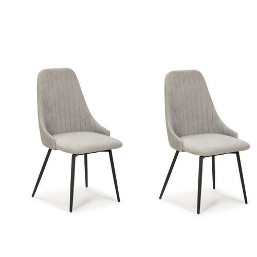Lot De 2 Chaises Giratoires - Tissu Gris Clair - L 51 X P 57 X H 90 Cm - Ema