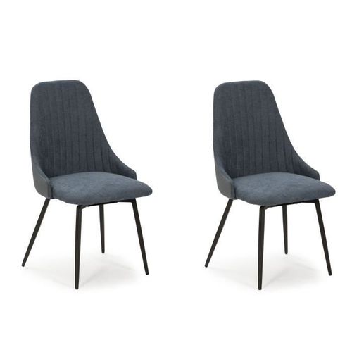 Lot De 2 Chaises Giratoires - Tissu Bleu - L 51 X P 57 X H 90 Cm - Ema