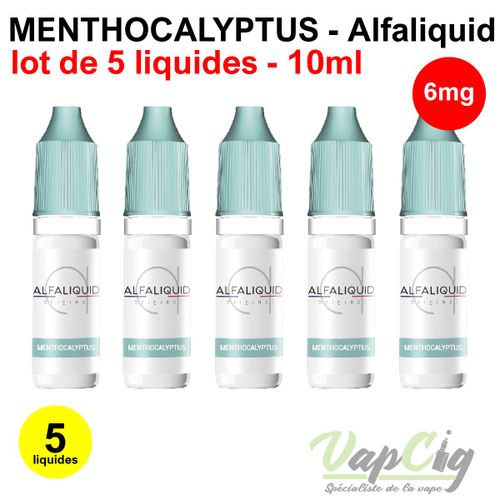 E-liquid menthocalyptus en 6 mg lot de 5 liquides ALFALIQUID
