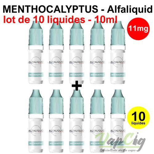 E-liquid menthocalyptus en 11 mg lot de 10 liquides ALFALIQUID