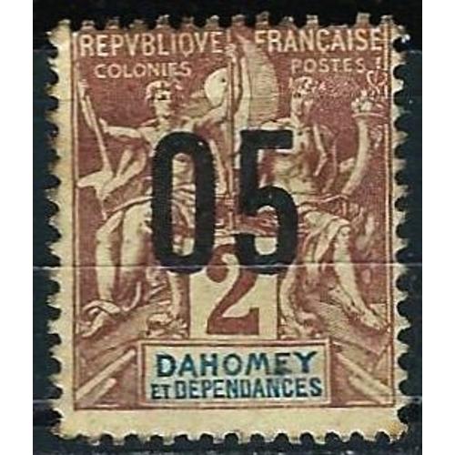 Dahomey (Actuel Bénin), Colonie Française 1912, Beau Timbre Yvert 33, Type Sage "Colonies" 20c. Lilas Brun Sur Fond Paille, Surchargé "05", Neuf* - Sans Gomme.
