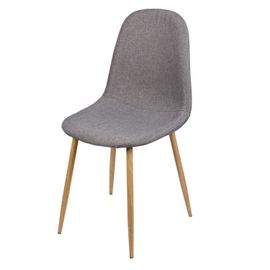 Lot De 4 Chaises En Tissus Et Pieds En Métal Effet Bois - Gris Foncé
