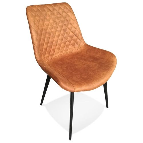 Chaise Design 'taichi' En Microfibre Brune Et Pieds En Métal Noir