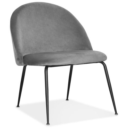 Fauteuil Lounge 'mermaid' En Velours Gris Clair Et Pieds En Métal Noir