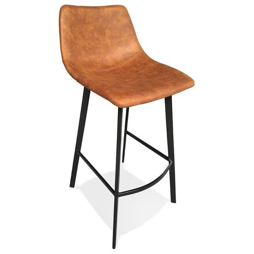 Tabouret De Bar 'fuji' En Microfibre Brune Avec Pied En Métal Noir