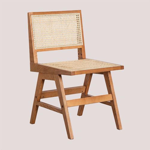 Pack De 2 Chaises De Salle À Manger En Frêne Et Rotin Lali Marron Cendré