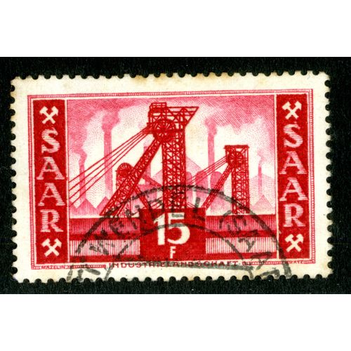 Timbre Oblitéré Saar Industrieland Schaft 15f