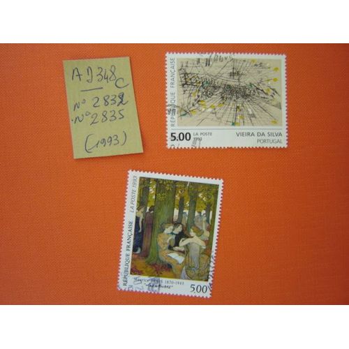 Ad 348 C // Lot De 2 Timbres Obliteres France *N° 2832/2835 * Annees 1993