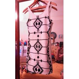 Robe Blanche Motifs Noirs 36 S H&m.