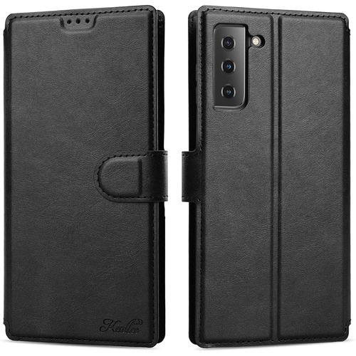 Samsung Galaxy S21 Plus 5g Housse Etui En Cuir Pu Portefeuille Coque Fente Carte Fermeture Magnetique Und Flip Bequille Samsung Galaxy S21 Plus 5g Coque-6.7 Noir