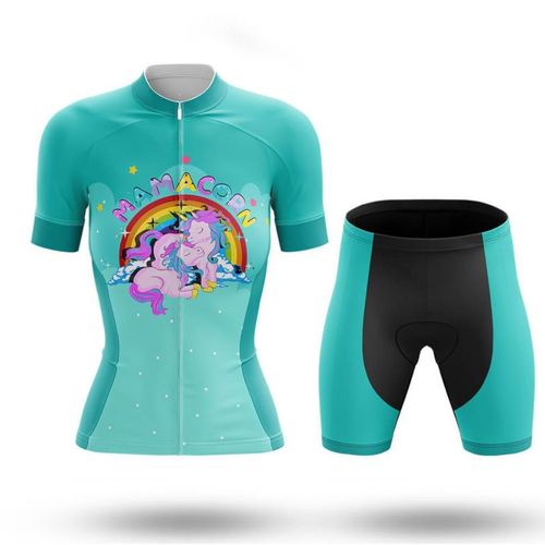Mamacorn Maillot Spécial Loisir Cyclisme Femme Manches Courte Eté + Cuissard À Cycliste Gel Vélo Tenue De Vtt Pro