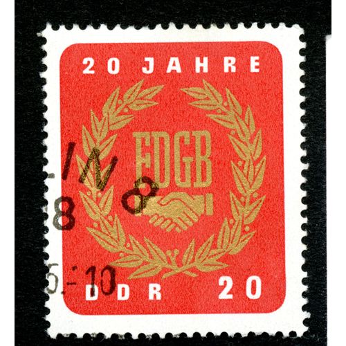 Timbre Oblitéré Ddr , 20 Jahre Fdgb, 20
